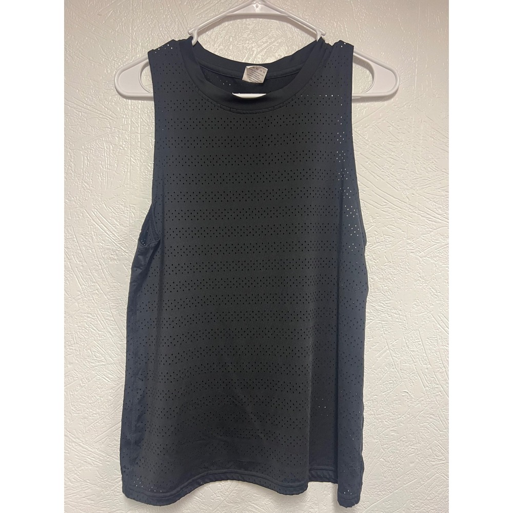 Zyia Active Black Perforated Mesh Muscle Tank Top Small Sleeveless Workout Gym